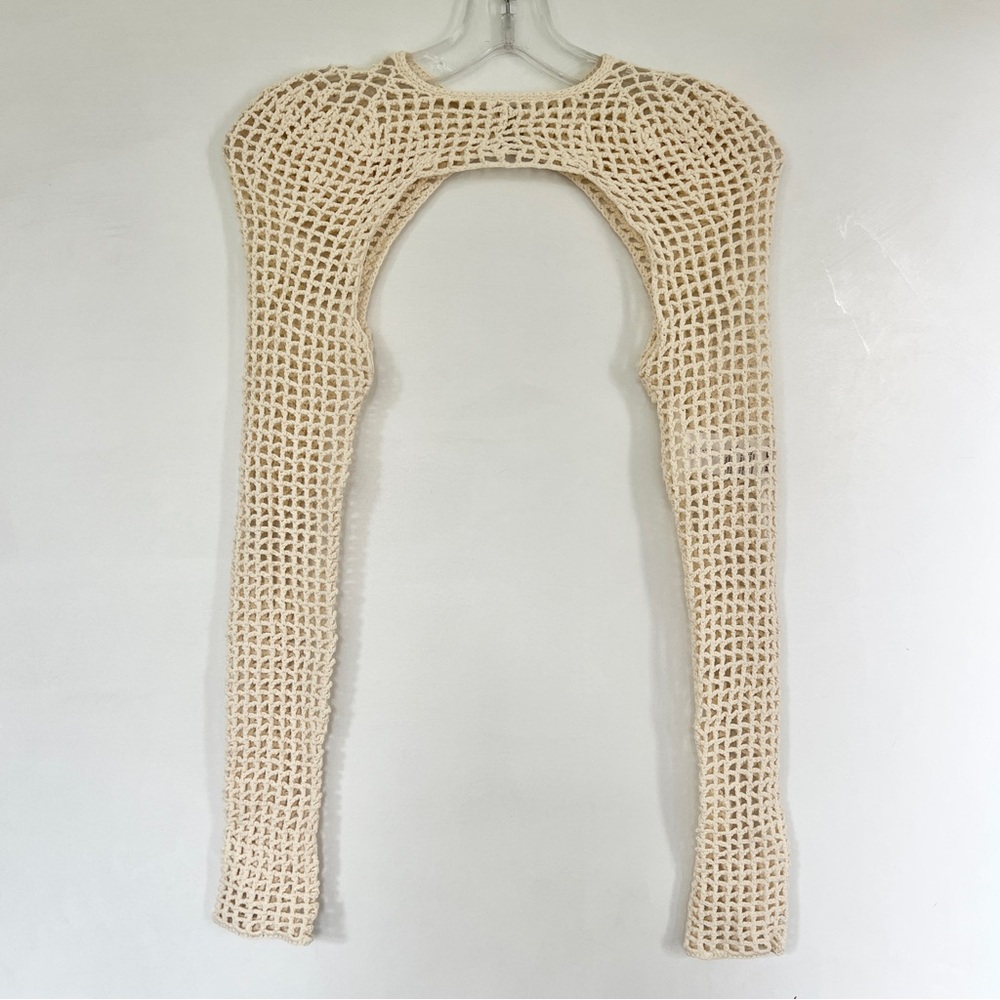 Dion Lee cream bone knit crochet bolero sleeves